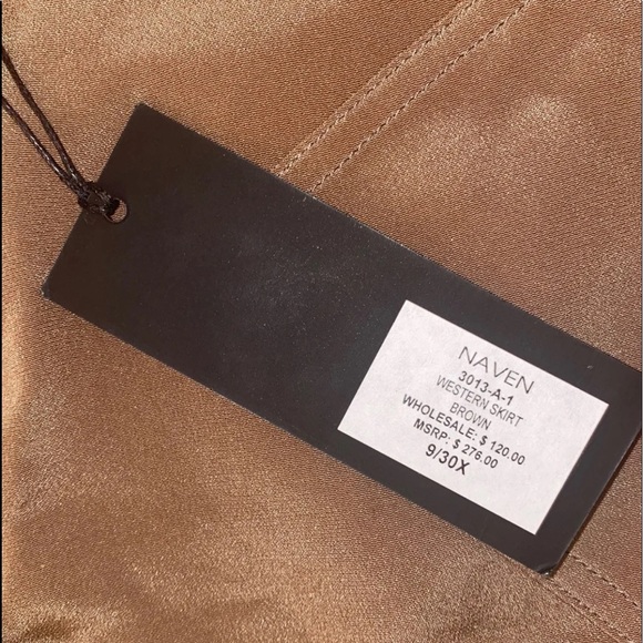 Revolve Naven Mini Skirt Silk Taupe Brown Tan Silky Contour Satin Bodycon - Picture 3 of 9